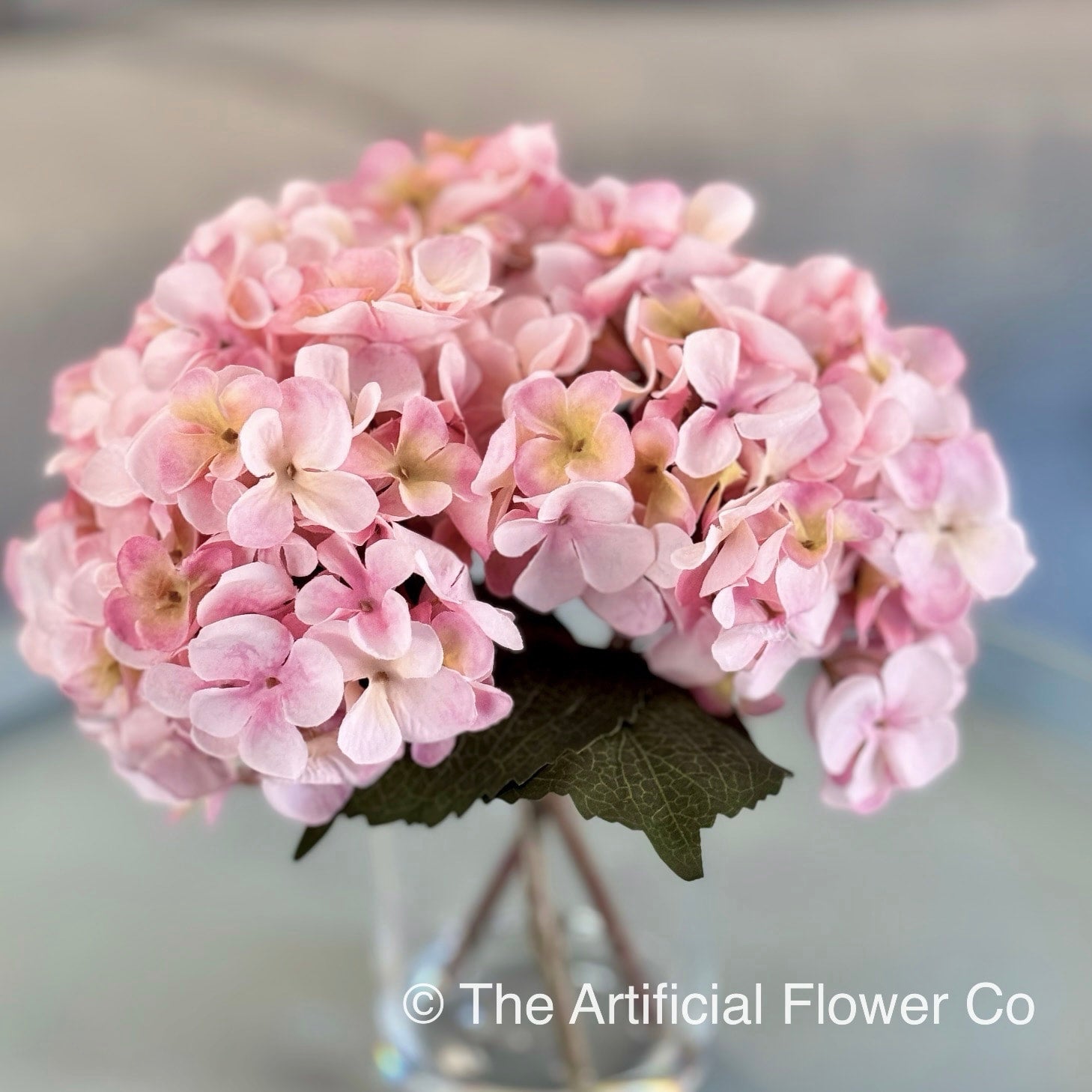Heidi: Light Pink Artificial Hydrangea Flower Arrangement in Glass